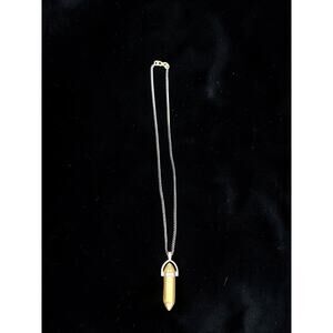 Golden Yellow Prism Pendant Necklace | Crystal-Style Glass Handmade